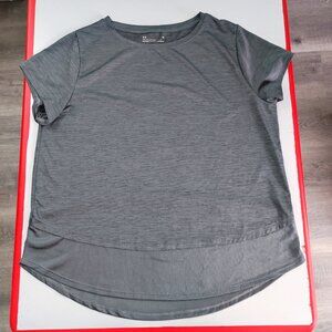 Under Armour active wear runner shirt women's size 1X grey mesh fabric bottom